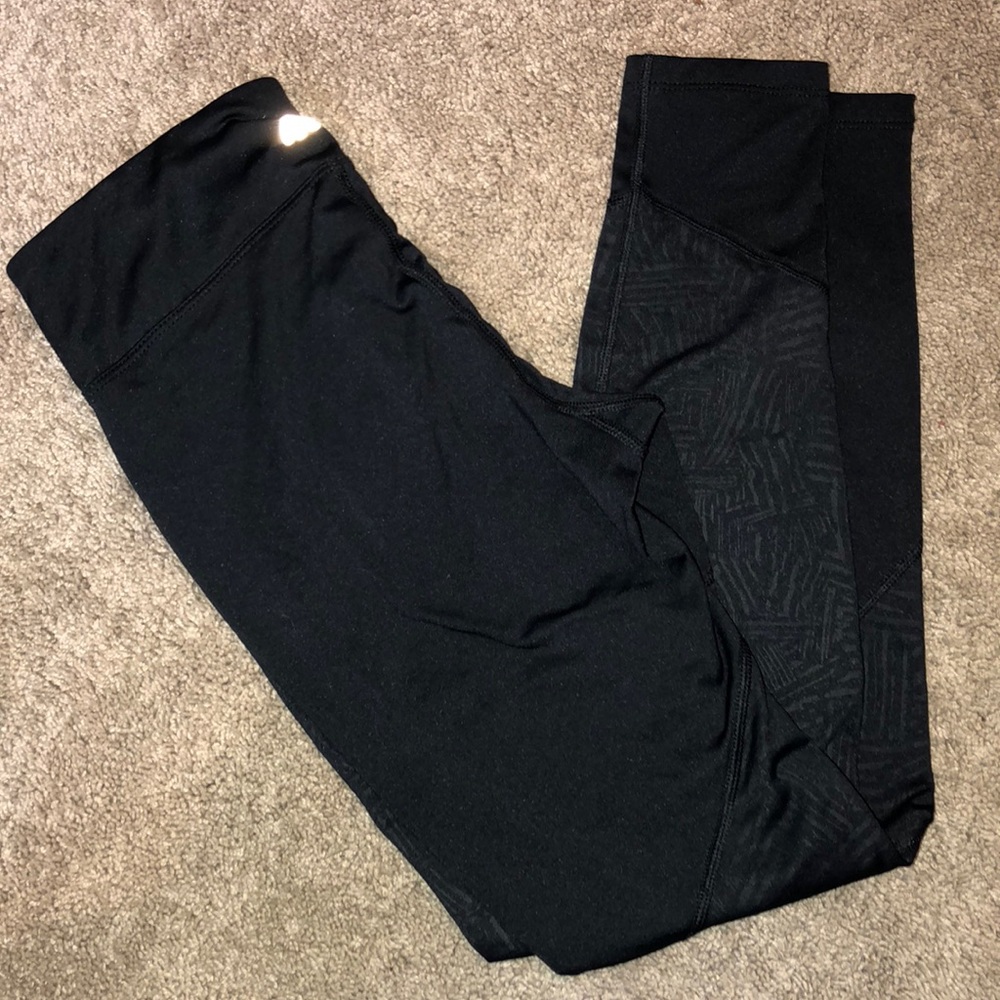 Black workout pants with pattern